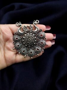 Oxidized Peacock Pendant | Perfect Raw Material DIY Jewelry