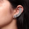 Oxidized Leaf Earcuff | Silver Replica Ethnic Design Unique Handmade Jewelry For Girls 7 Oxidized leaf earcuff in silver replica finish handmade ethnic jewelry for girls.