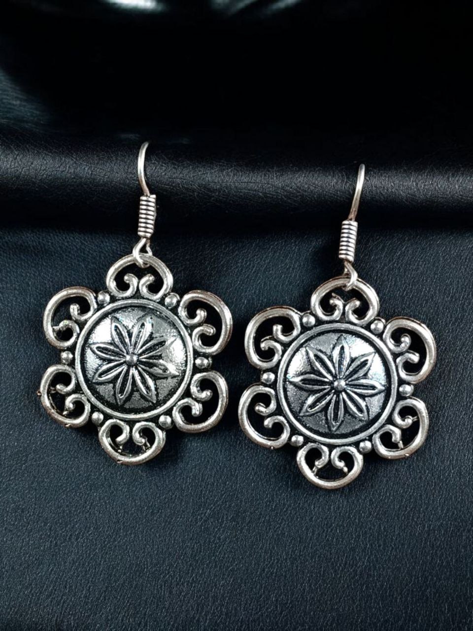 Handmade German Silver Unique Dangler Earrings | Elegant Hook Style Jewelry for Women 4 Handmade German Silver unique Dangler Earrings with Hook Design