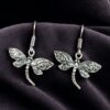 Oxidized Dragonfly Hook Earrings | German Silver Dangler Unique Jewelry for Women 7 Oxidized German silver dragonfly hook earrings