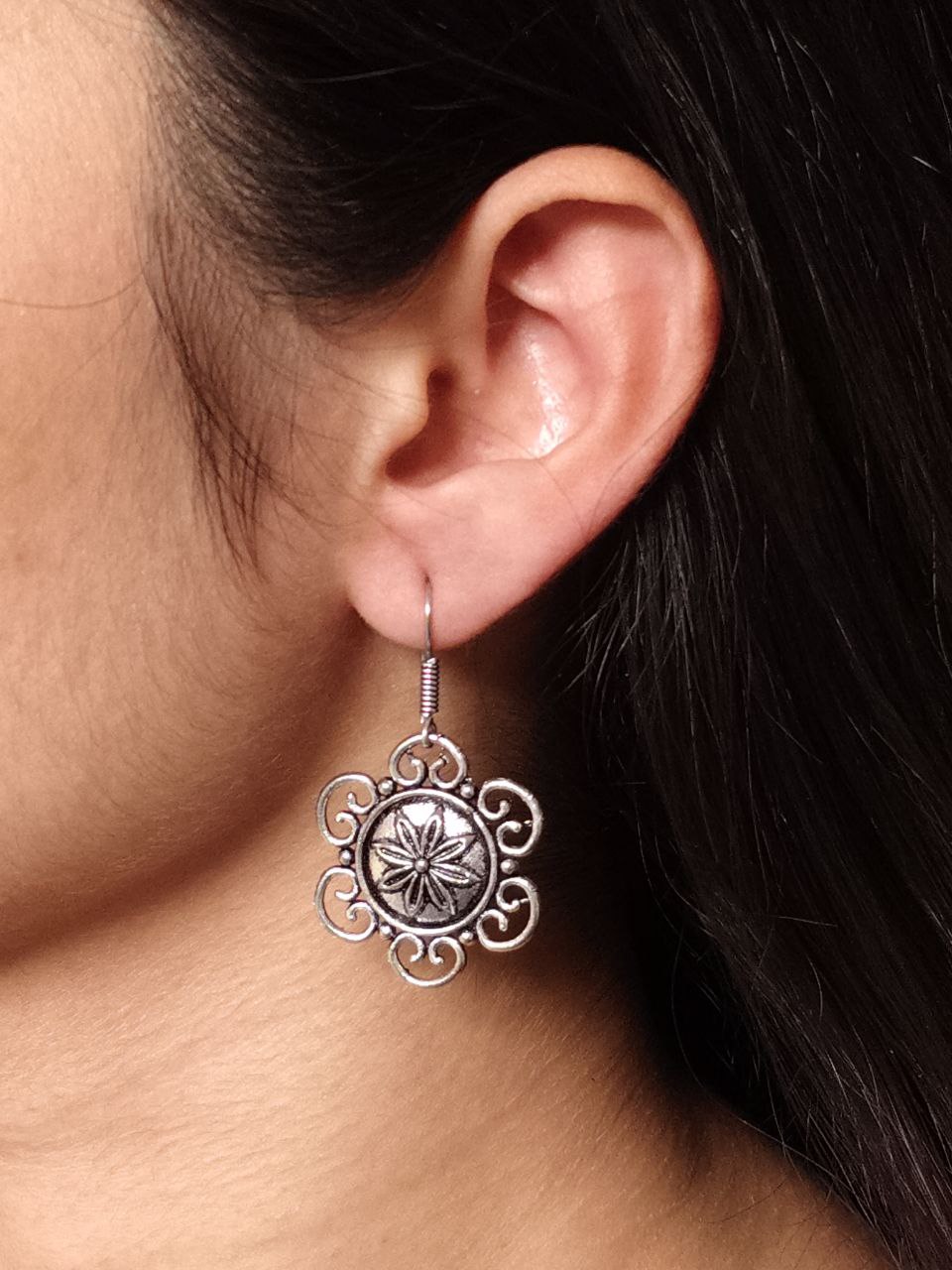 Handmade German Silver Unique Dangler Earrings | Elegant Hook Style Jewelry for Women 1 Handmade German Silver unique Dangler Earrings with Hook Design