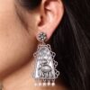 Floral art elephant dangler earrings with pearl work