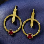 Bulk 68 Trendy Gold Plated Circle Stud Earrings | Fashionable Western Look Perfect Jewelry For Girls - "Red"