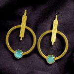 Bulk 70 Trendy Gold Plated Circle Stud Earrings | Fashionable Western Look Perfect Jewelry For Girls - "Aqua"