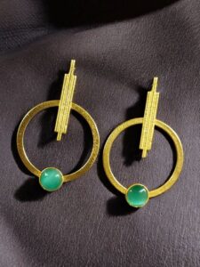 Trendy Gold Plated Circle Stud Earrings | Fashionable Western Look Perfect Jewelry For Girls - color: "Mint"