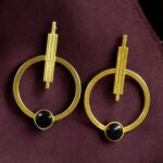 Bulk 76 Trendy Gold Plated Circle Stud Earrings | Fashionable Western Look Perfect Jewelry For Girls - "Black"