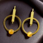 Bulk 78 Trendy Gold Plated Circle Stud Earrings | Fashionable Western Look Perfect Jewelry For Girls - "Yellow"