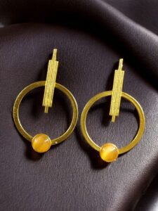 Trendy Gold Plated Circle Stud Earrings | Fashionable Western Look Perfect Jewelry For Girls - color: "Yellow"