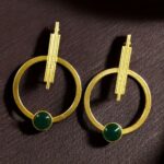Bulk 82 Trendy Gold Plated Circle Stud Earrings | Fashionable Western Look Perfect Jewelry For Girls - "Green"