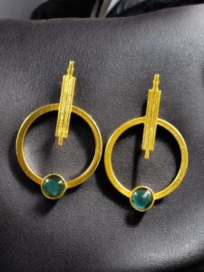 Trendy Gold Plated Circle Stud Earrings | Fashionable Western Look Perfect Jewelry For Girls - color: "Blue"