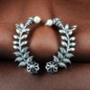 Stylish oxidized leaf earcuff silver plated statement jewelry for women