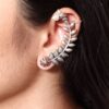 Stylish oxidized leaf earcuff silver plated statement jewelry for women