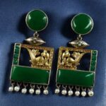 Bulk 44 Designer Beautiful Two-Tone Peacock Earrings | Monalisa Stone & Pearl Work Dangler Jewelry - "Green"