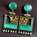 Bulk 50 Designer Beautiful Two-Tone Peacock Earrings | Monalisa Stone & Pearl Work Dangler Jewelry - "Mint"