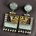 Bulk 52 Designer Beautiful Two-Tone Peacock Earrings | Monalisa Stone & Pearl Work Dangler Jewelry - "Grey"