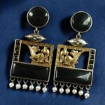 Bulk 54 Designer Beautiful Two-Tone Peacock Earrings | Monalisa Stone & Pearl Work Dangler Jewelry - "Black"