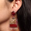Two-tone peacock earrings with Monalisa stone and pearl work