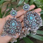 Bulk 30 Long Peacock Dangler Earrings With Elegant Stone Work And Pearl Detailing - "Mint"