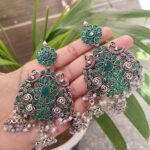 Bulk 40 Long Peacock Dangler Earrings With Elegant Stone Work And Pearl Detailing - "Green"