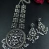 Oxidized Flower Necklace Set | Silver Plated Stone & Pearl Work Jewelry for Women 8 photo 2025 10 13 12 42 35