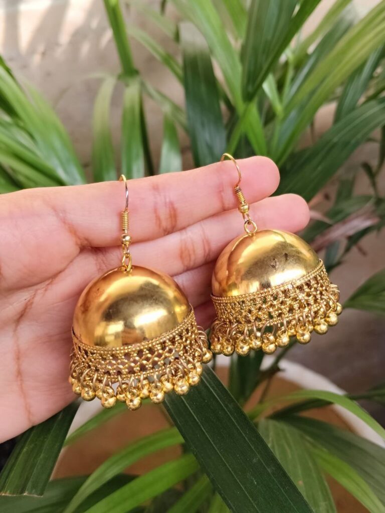 Gold Plated Ghungroo Jhumka Earrings
