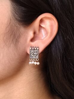 Beautiful oxidized German silver stud earrings for daily wear