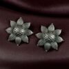 Trendy Oxidized Flower Stud Earrings | Silver Replica Daily Wear Best Jewelry 6 Trendy oxidized flower stud earrings in silver replica finish for daily wear