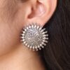 Handcrafted Oxidized Best Floral Art Round Stud Earrings | Silver Replica Ethnic Jewelry 8 Handcrafted oxidized floral art round stud earrings in silver replica ethnic design