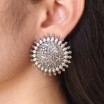 Handcrafted Oxidized Best Floral Art Round Stud Earrings | Silver Replica Ethnic Jewelry