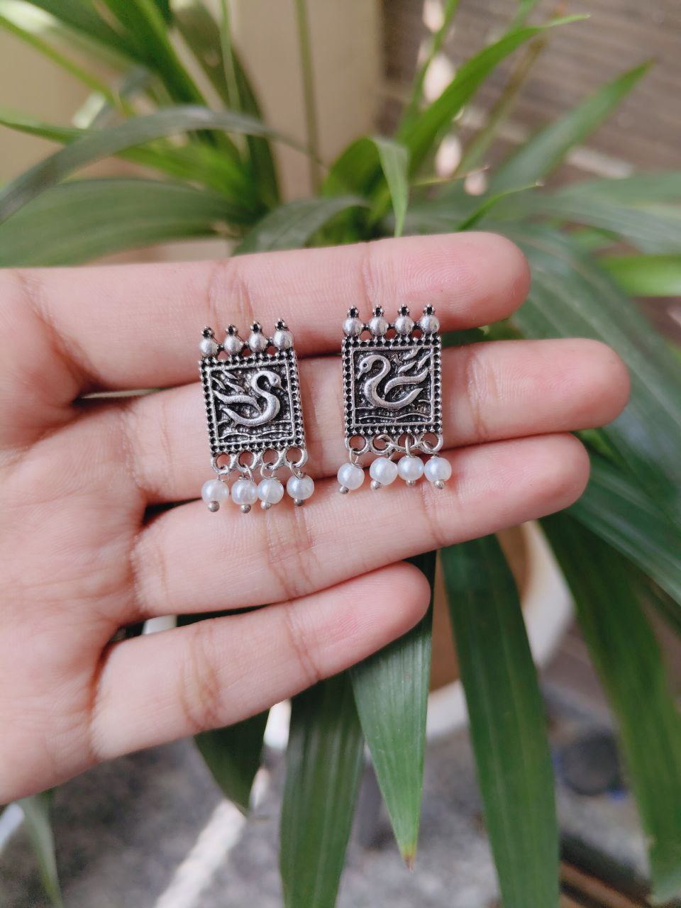 Beautiful Oxidized Stud Earrings | German Silver Daily Wear Jewelry for Girls 4 Beautiful oxidized German silver stud earrings for daily wear