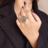 Designer 5 Paisa Coin Ring | Unique Adjustable Oxidized Silver Replica Jewelry 11 Oxidized silver replica adjustable 5 paisa coin ring, handcrafted unique vintage jewelry design