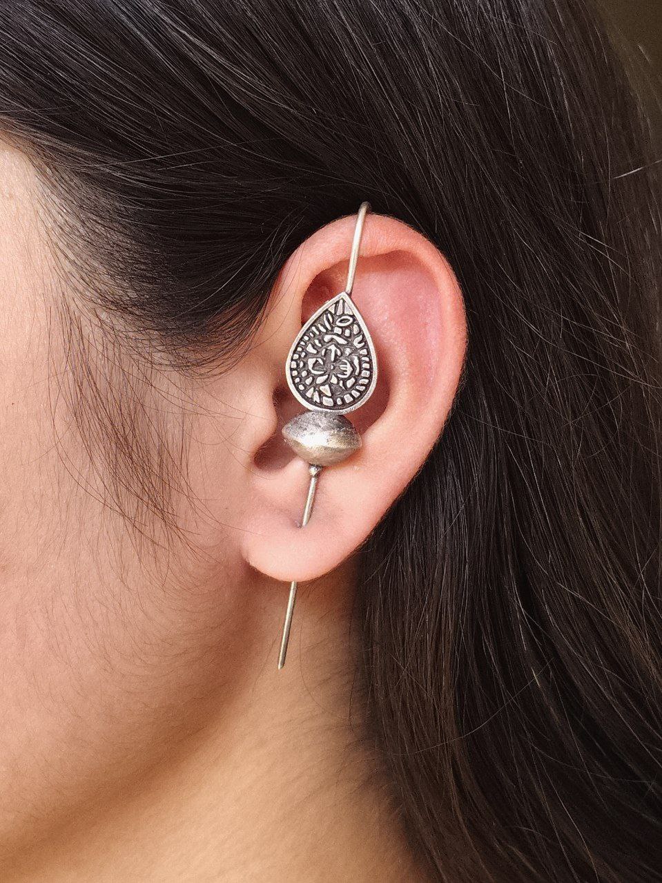 Unique Handcrafted Oxidized Earcuff | Silver Replica Ethnic Style Jewelry 1 Handcrafted oxidized earcuff with ethnic design