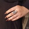 Adjustable silver plated vintage look ring for women