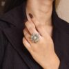 Vintage Style Flower Ring | Oxidized Silver Replica Adjustable Amazing Jewelry for Women 11 Vintage style oxidized silver replica adjustable flower ring for women