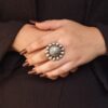 Designer Silver Replica Ganesha Ring | Oxidized Adjustable Perfect Traditional Jewelry For Women 8 Oxidized silver adjustable Ganesha design ring for women