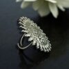 Vintage Look Floral Art Ring | Best Oxidized Silver Replica Adjustable Statement Jewelry 7 Vintage floral art oxidized silver adjustable ring