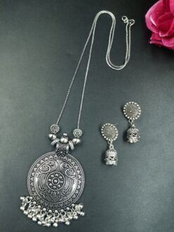 Floral peacock necklace with ghungroo accents