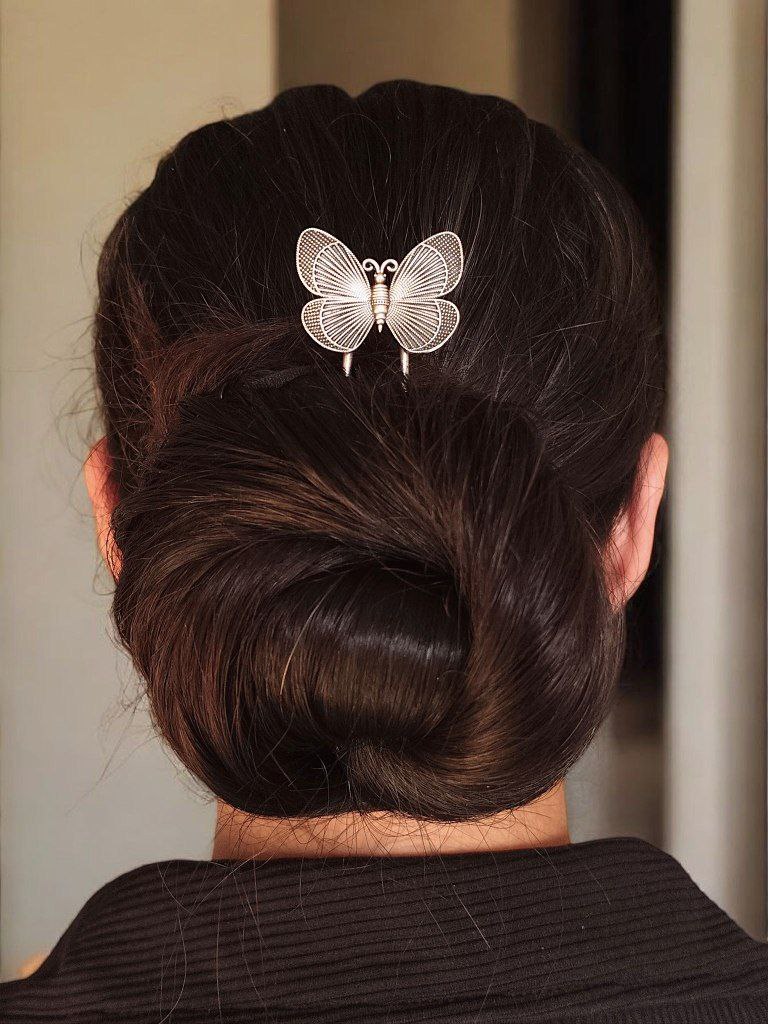 Handcrafted Butterfly Juda Pin | Silver Replica Statement Hair Accessory Best Jewelry For Women 2 Handcrafted silver butterfly hair pin