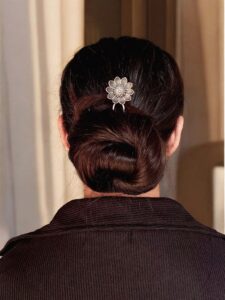 Decorative Flower Juda Pin | Silver Replica Hair Accessory with Unique Design
