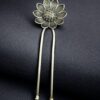 Decorative Flower Juda Pin | Silver Replica Hair Accessory with Unique Design 6 Decorative silver flower Juda pin