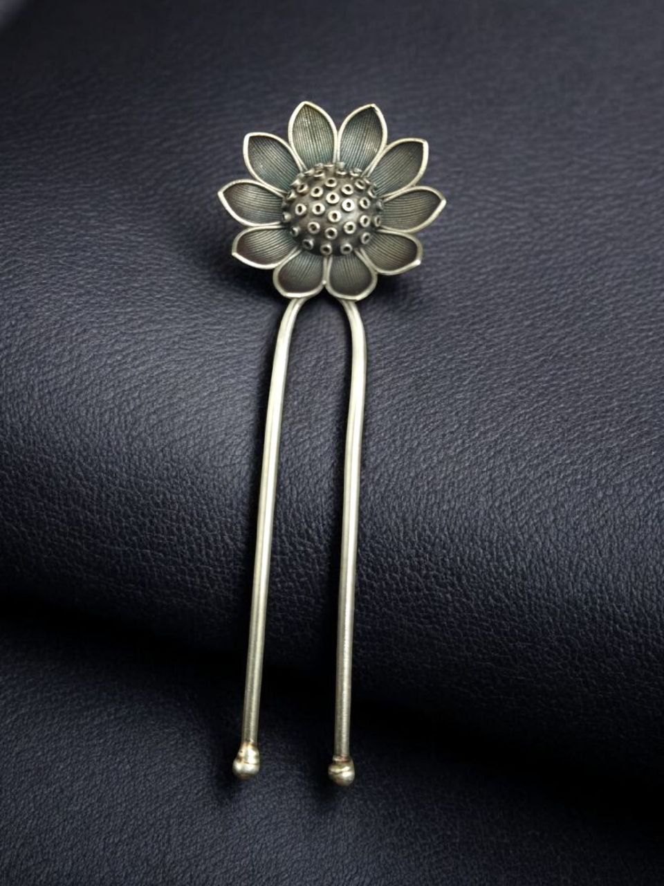 Decorative Flower Juda Pin | Silver Replica Hair Accessory with Unique Design 2 Decorative silver flower Juda pin