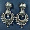 Silver plated pearl chandbali earrings