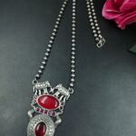 Bulk 176 Monalisa Stone Elephant Pendant Necklace | Silver Replica Long Chain Best Jewelry - "Red"