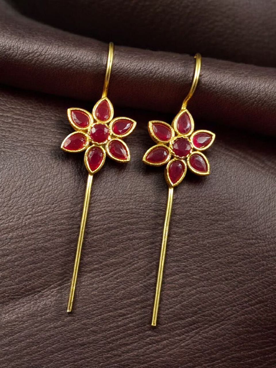 Designer Gold Plated Flower Earcuff | Elegant Stone Work for Daily Wear Perfect Jewelry For Girls 4 Gold plated flower earcuff with stone work