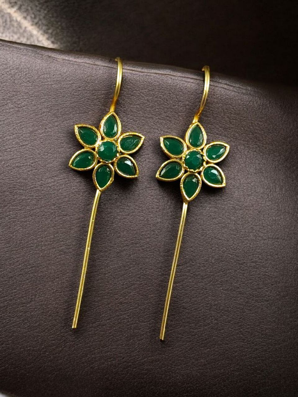 Designer Gold Plated Flower Earcuff | Elegant Stone Work for Daily Wear Perfect Jewelry For Girls 3 Gold plated flower earcuff with stone work