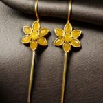 Bulk 112 Designer Gold Plated Flower Earcuff | Elegant Stone Work for Daily Wear Perfect Jewelry For Girls - "Yellow"