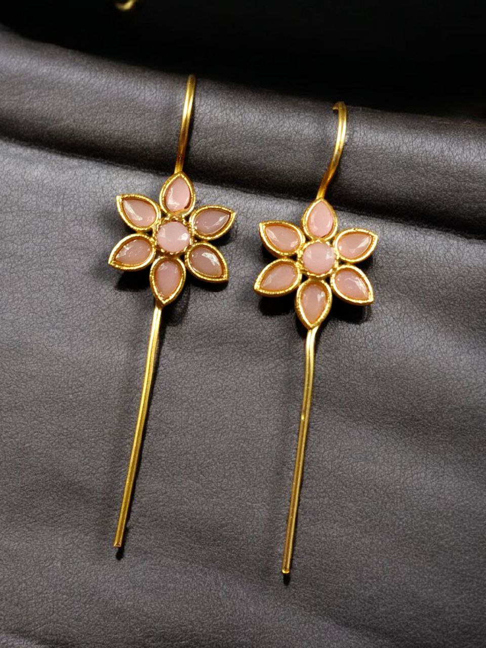 Designer Gold Plated Flower Earcuff | Elegant Stone Work for Daily Wear Perfect Jewelry For Girls 9 Gold plated flower earcuff with stone work