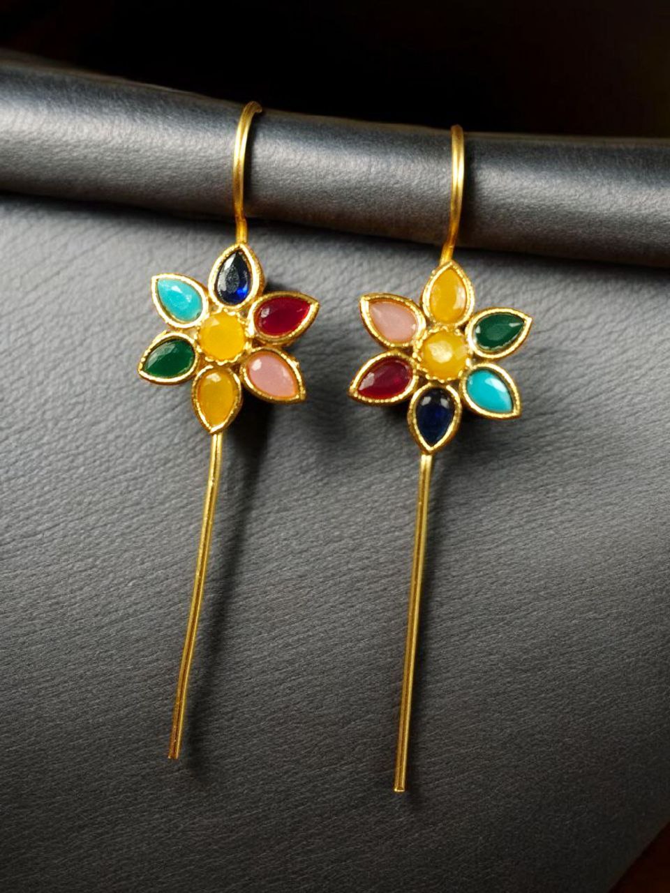 Designer Gold Plated Flower Earcuff | Elegant Stone Work for Daily Wear Perfect Jewelry For Girls 8 Gold plated flower earcuff with stone work