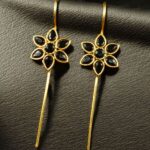 Bulk 108 Designer Gold Plated Flower Earcuff | Elegant Stone Work for Daily Wear Perfect Jewelry For Girls - "Black"