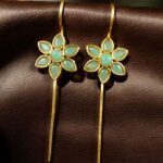 Bulk 116 Designer Gold Plated Flower Earcuff | Elegant Stone Work for Daily Wear Perfect Jewelry For Girls - "Mint"